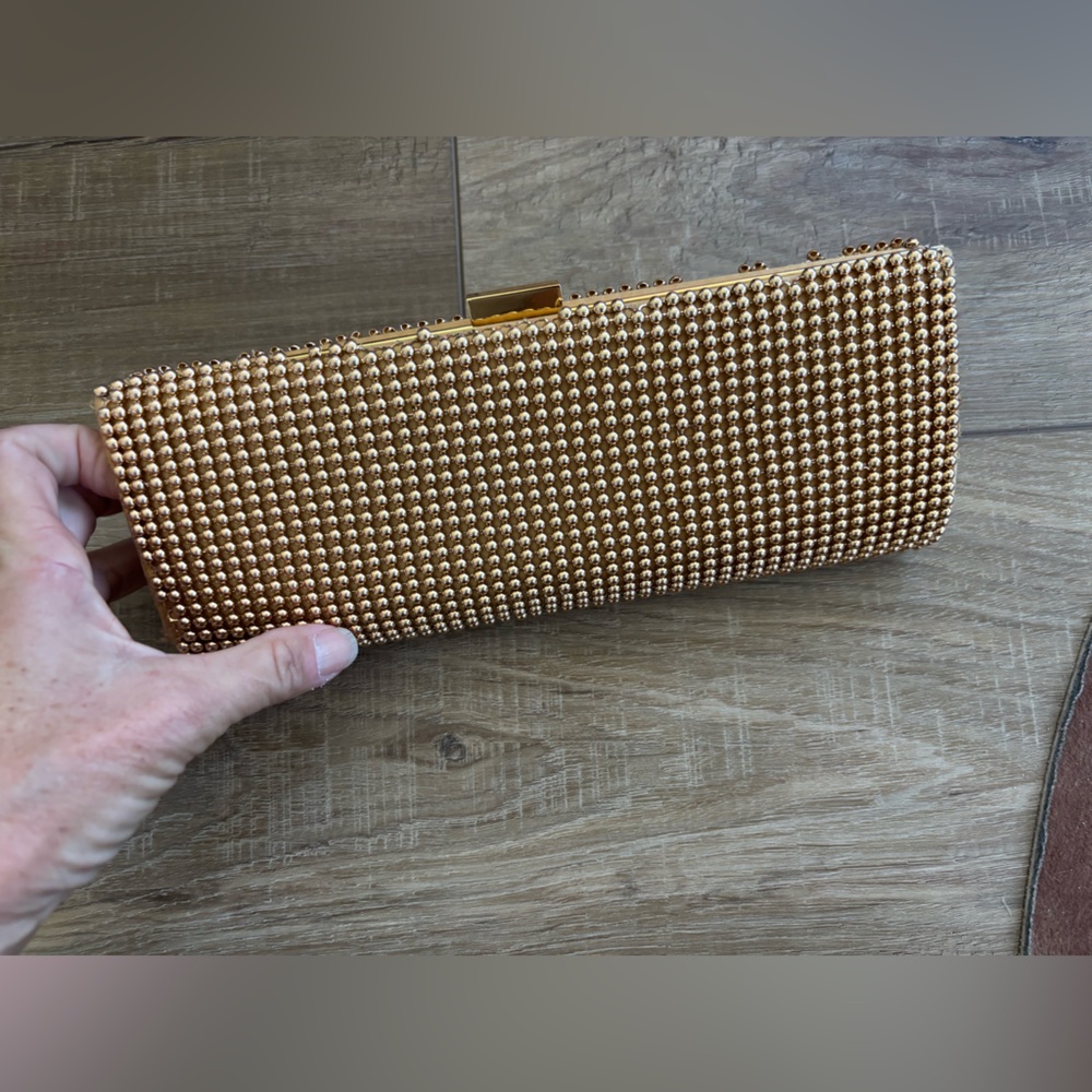 Vintage La Regale gold beaded clutch